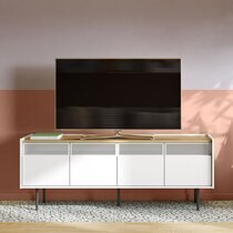 Meuble TV 160x43x60 cm décor blanc et chêne - RADIO