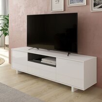 Meuble TV 2 portes 1 tiroir 150x41x46 cm blanc