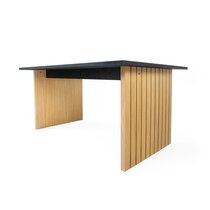 Table à manger 160x90x75 cm décor noir et chêne - SHERINE
