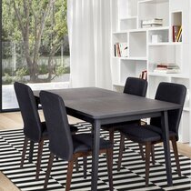 Table à manger 140x90x75 cm décor chêne noir - ELIAS