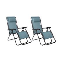 Lot de 2 fauteuils relax en textilène bleu gris -PARALIA