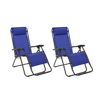 Lot de 2 fauteuils relax en textilène bleu marine -PARALIA