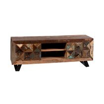 Meuble TV 4 tiroirs 150x40x55 cm en bois recyclé marron - ASAKO