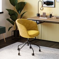 Chaise de bureau 55,5x58x80/85 cm en tissu moutarde - RILEY