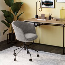 Chaise de bureau 55,5x58x80/85 cm en tissu gris clair - RILEY