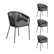 Lot de 4 chaises de jardin 56x55x79 cm en corde noire