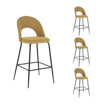 Lot de 4 chaises de bar 54x53x98 cm en tissu moutarde - WOCCA