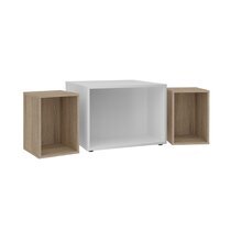 Table basse modulable 71,5x67,5x50 cm blanc et chêne