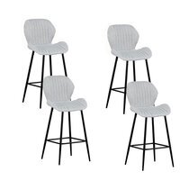 Lot de 4 chaises de bar 51x41x102 cm en tissu gris clair - BOLIV
