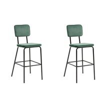 Lot de 2 chaises de bar 45x54x110 cm en velours vert et métal noir