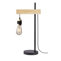 Lampe de table industrielle 24x18x60 cm en bois et métal noir