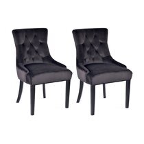 Lot de 2 fauteuils 56x60x93 cm en velours gris foncé - VLADI