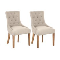 Lot de 2 fauteuils 56x60x93 cm en tissu crème - VLADI
