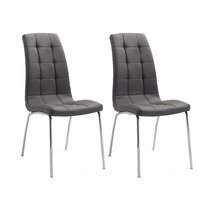 Lot de 2 chaises 42x55x96 cm en PU gris et pieds chromé