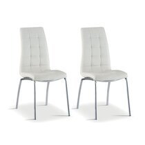 Lot de 2 chaises 42x55x96 cm en PU blanc et pieds chromé