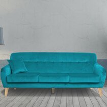 Canapé 2,5 places en tissu velours bleu turquoise - MALOUNE