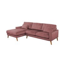 Canapé d'angle à gauche en tissu velours rose - ALTA