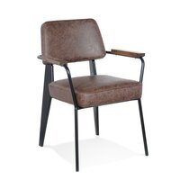 Chaise industrielle 61x58x82 cm en PU marron et métal noir