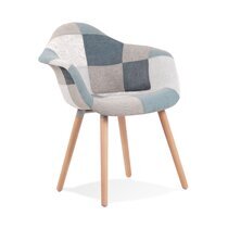 Chaise design 62x60x81 cm en tissu patchwork multicolore - DROPLY