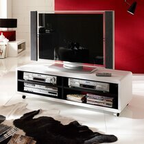 Meuble TV 4 niches 120x39x35 cm blanc et noir - YOULIA