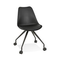 Chaise de bureau à roulettes 60x60x92 cm en PU noir - LUCIE