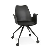 Chaise de bureau à roulettes 60x60x89 cm en tissu noir