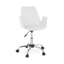 Chaise de bureau à roulettes 58x58x82 cm en PU blanc