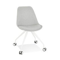 Chaise de bureau à roulettes 60x60x92 cm en tissu gris clair - LUCIE