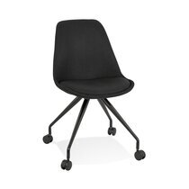 Chaise de bureau à roulettes 60x60x92 cm en tissu noir - LUCIE
