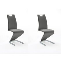 Lot de 2 chaises repas design 45x62x102 cm en PU gris - KEET
