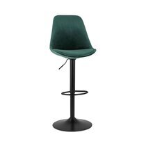 Chaise de bar 48x55x123 cm en tissu vert foncé et pied noir - LUCIE