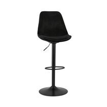 Chaise de bar 48x55x123 cm en tissu noir et pied noir - LUCIE