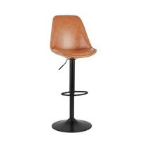 Chaise de bar 48x55x123 cm en PU marron et pied noir - LUCIE