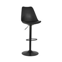 Chaise de bar 48x55x123 cm coque noire et pied noir - LUCIE