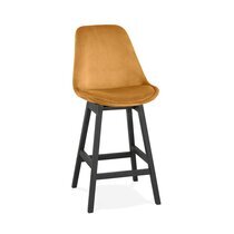 Chaise de bar 56x48x103 cm en velours moutarde et pieds noir - ELO