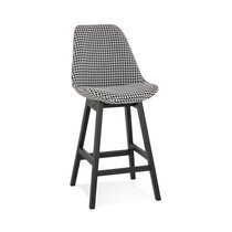Chaise de bar 56x48x103 cm en velours noir et blanc et pied noir - ELO