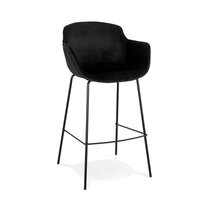 Chaise de bar 59x54x107,5 cm en velours noir - GUIDO