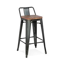 Chaise de bar industrielle 43x43x84 cm en métal gris - ARTY