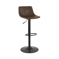 Chaise de bar 45x45x105 cm en PU marron et pied noir