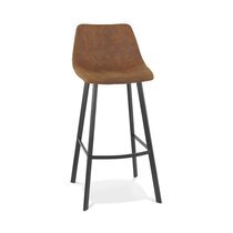 Chaise de bar 50,5x43x100 cm en tissu marron et piétement noir