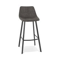 Chaise de bar 50,5x43x100 cm en tissu gris foncé et piétement noir
