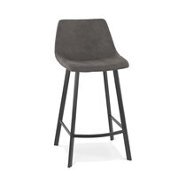 Chaise de bar 50,5x43x90 cm en tissu gris foncé et piétement noir