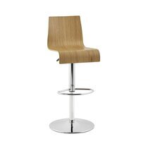 Chaise de bar 46x45x107 cm en bois naturel et métal chromé