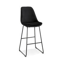 Chaise de bar 55x48x119 cm en tissu noir - LAYNA