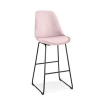 Chaise de bar 55x48x119 cm en tissu rose clair - LAYNA