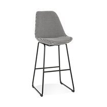 Chaise de bar 55x48x119 cm en tissu noir et blanc - LAYNA