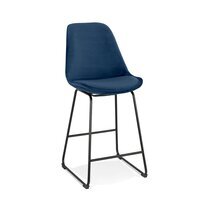Chaise de bar 55x48x109 cm en tissu bleu foncé - LAYNA