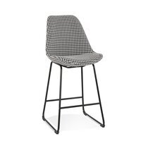 Chaise de bar 55x48x109 cm en tissu noir et blanc - LAYNA