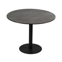 Table à manger ronde 100x77 cm en verre anthracite et métal noir