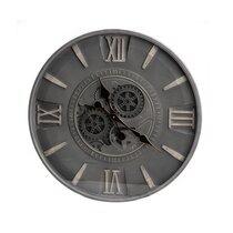 Horloge chiffres romains 59 cm en métal gris foncé